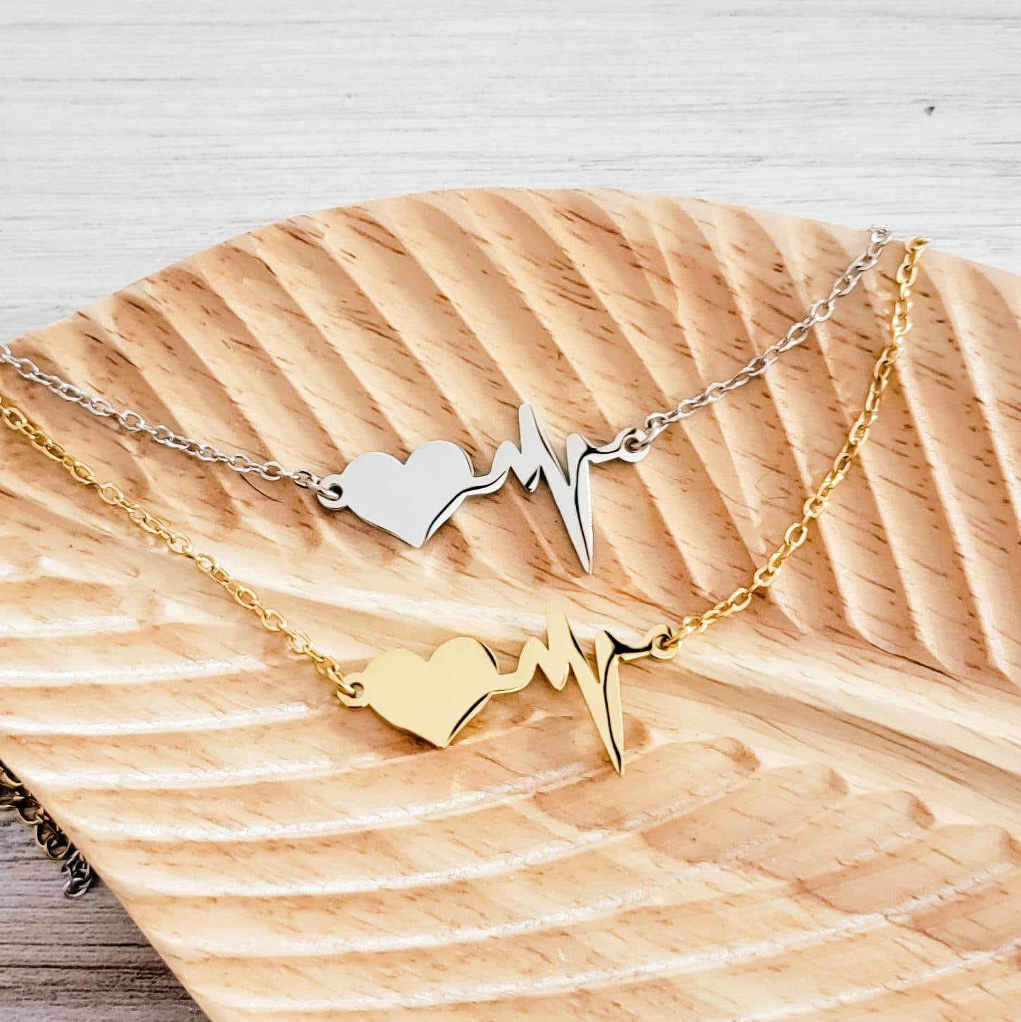 Heartbeat Necklace (Silver or Gold), 1 Total, Metal Blank 90 - 