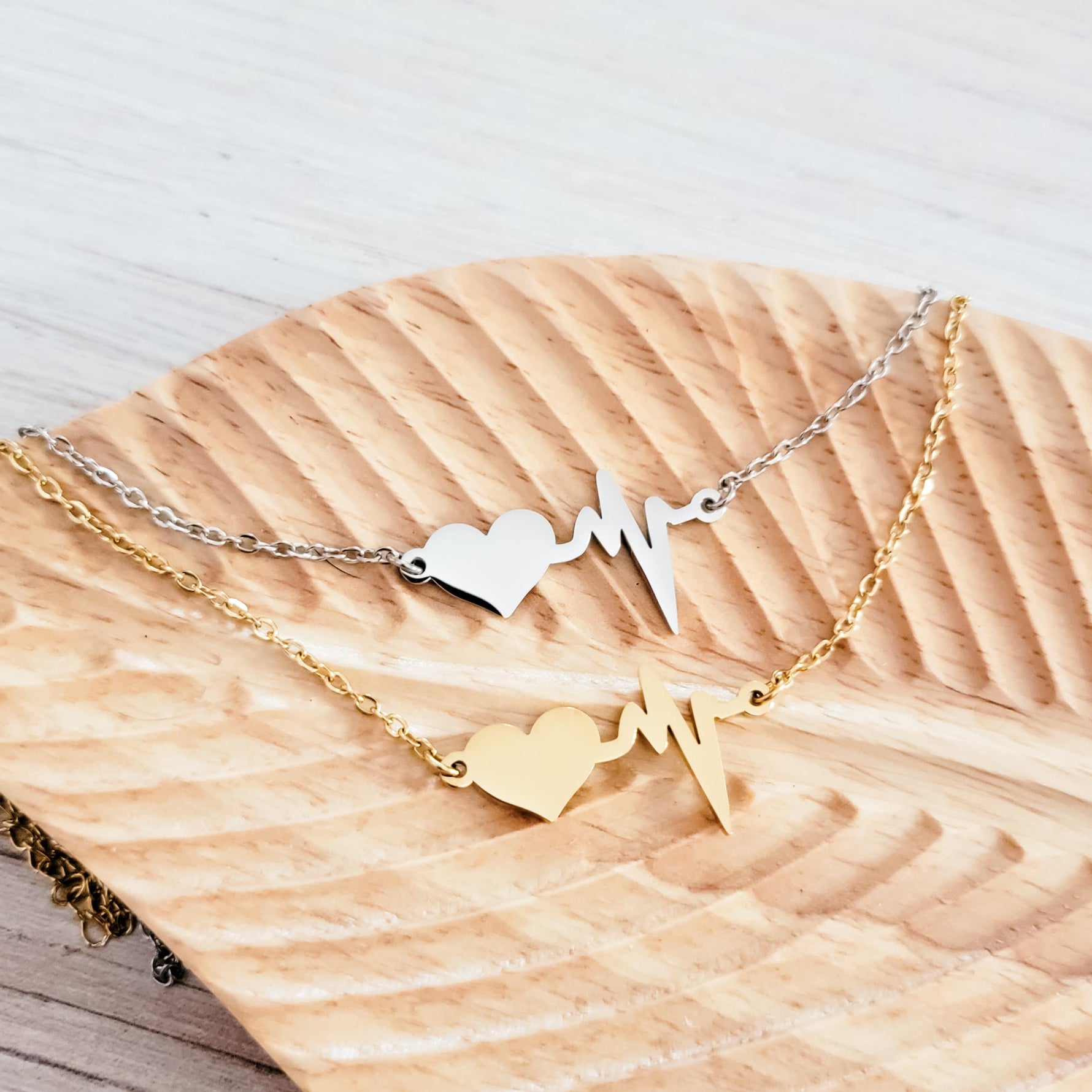 Heartbeat Necklace (Silver or Gold), 1 Total, Metal Blank 90 - 