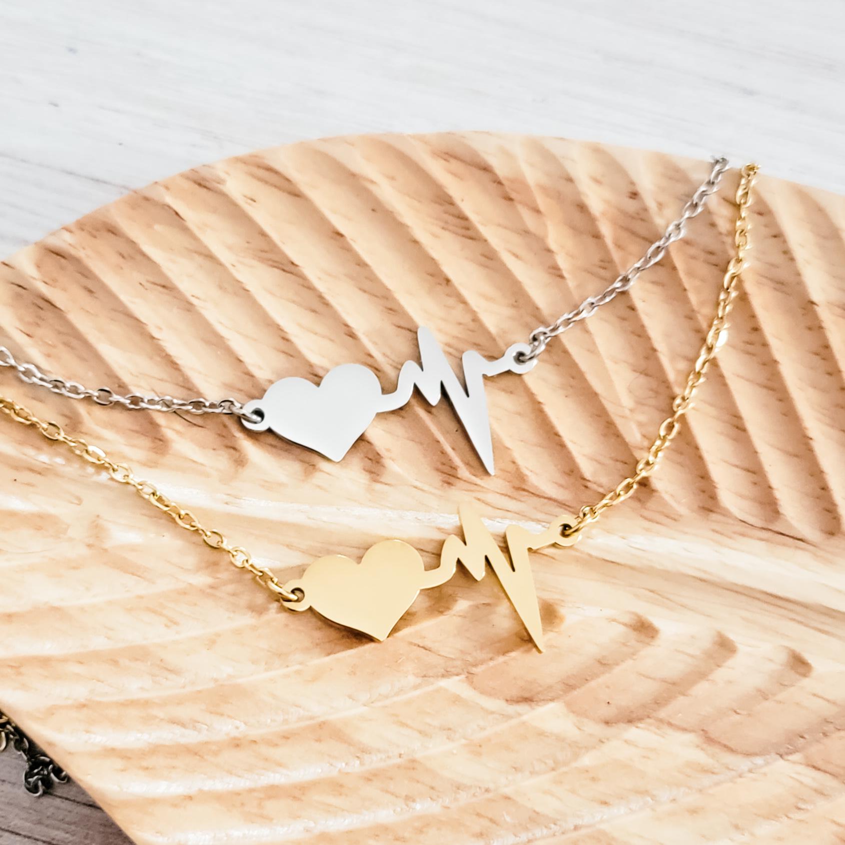 Heartbeat Necklace (Silver or Gold), 1 Total, Metal Blank 90 - 