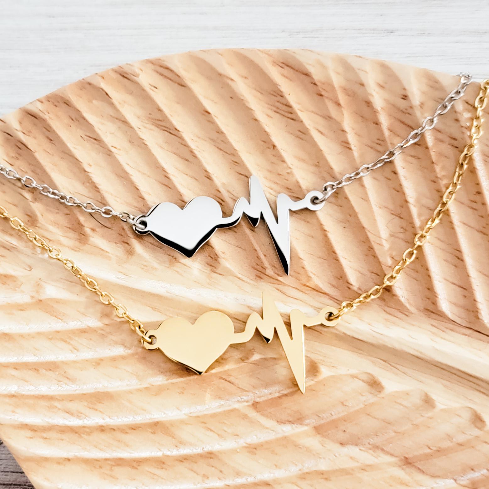 Heartbeat Necklace (Silver or Gold), 1 Total, Metal Blank 90 - 