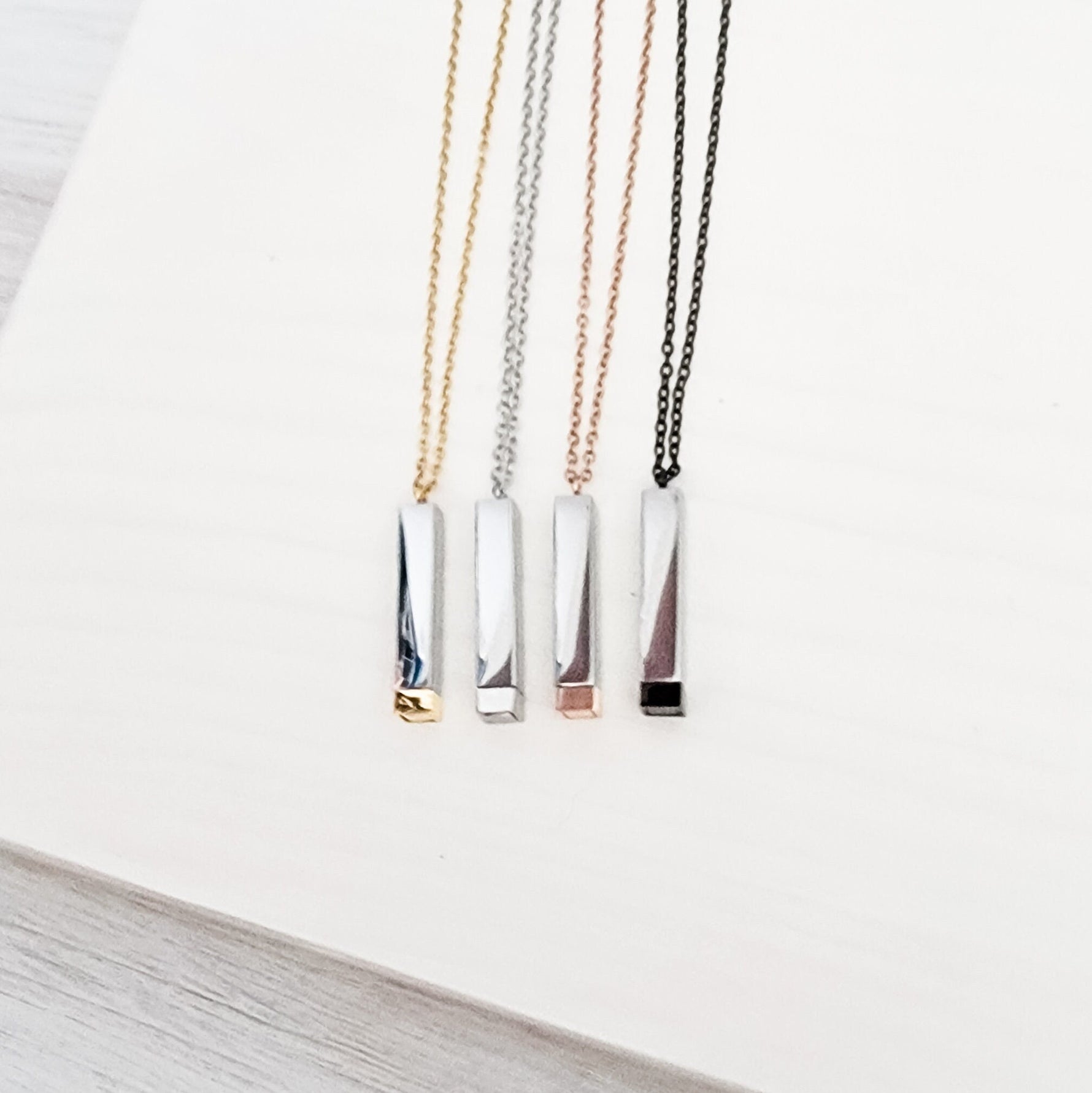 Hidden Message Bar Necklace (Gold/Silver, Silver/Silver, Rose Gold/Silver, or Black/Silver), 1 Total, Metal Blank 4 - 