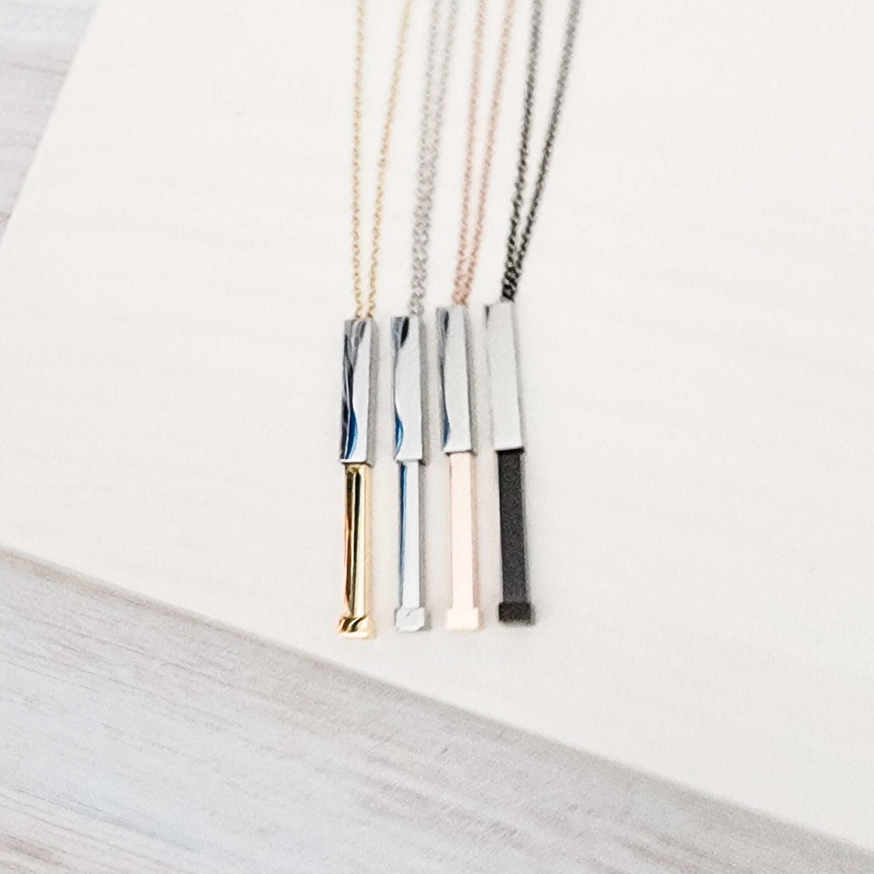 Hidden Message Bar Necklace (Gold/Silver, Silver/Silver, Rose Gold/Silver, or Black/Silver), 1 Total, Metal Blank 4 - 