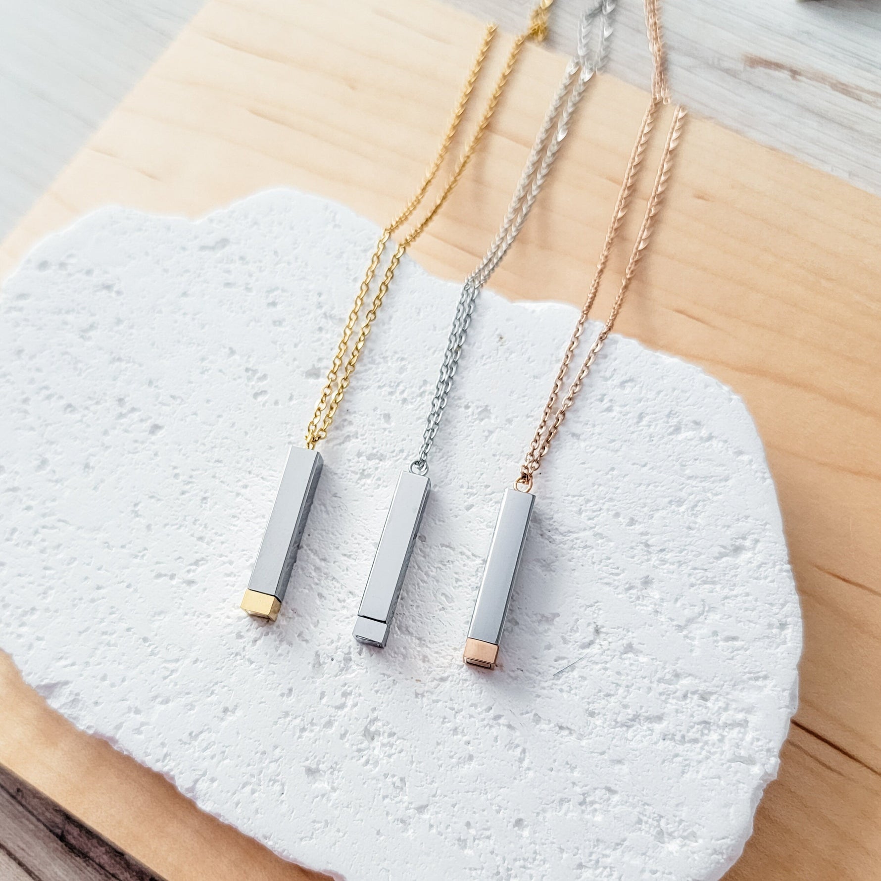 Hidden Message Bar Necklace (Gold/Silver, Silver/Silver, Rose Gold/Silver, or Black/Silver), 1 Total, Metal Blank 4 - 