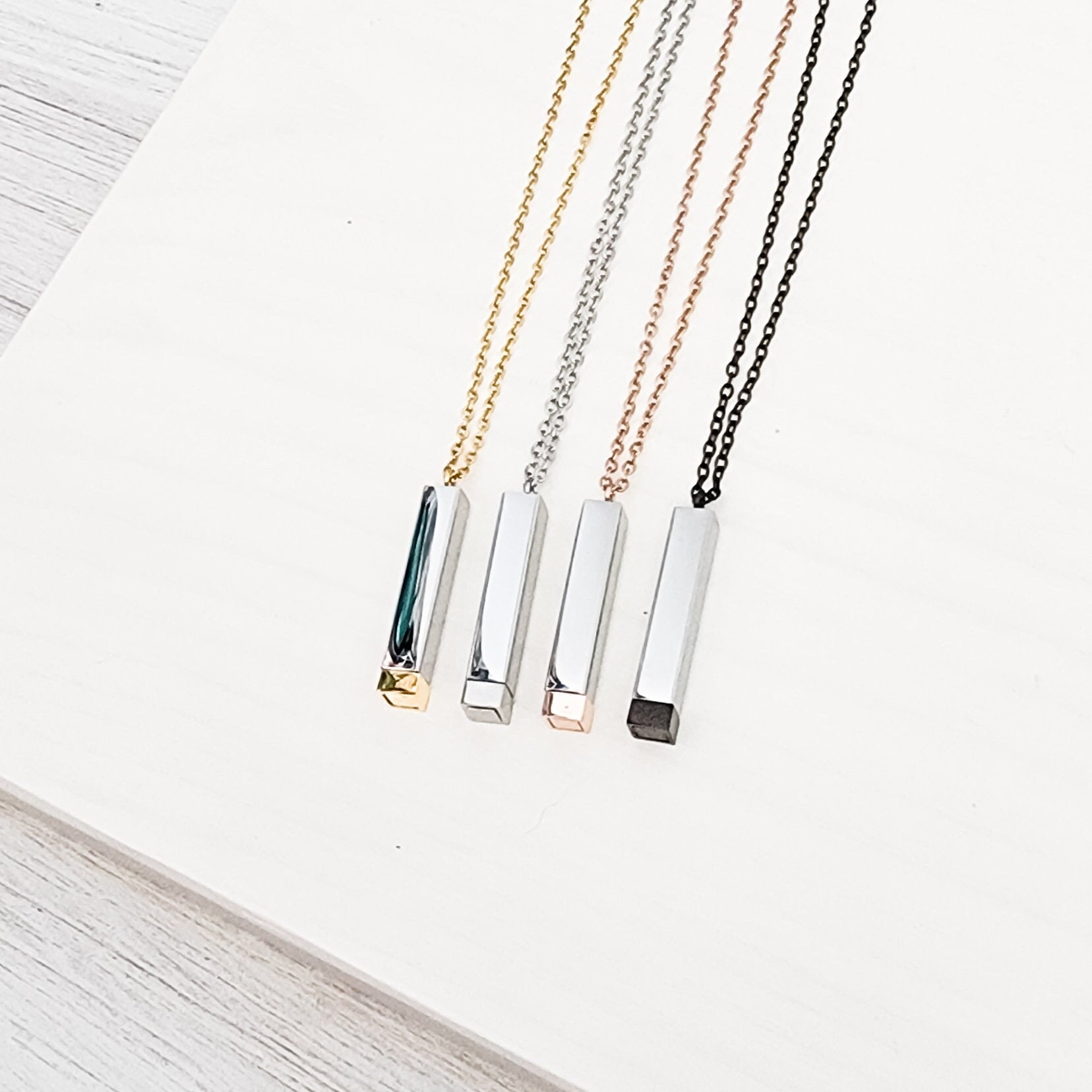 Hidden Message Bar Necklace (Gold/Silver, Silver/Silver, Rose Gold/Silver, or Black/Silver), 1 Total, Metal Blank 4 - 