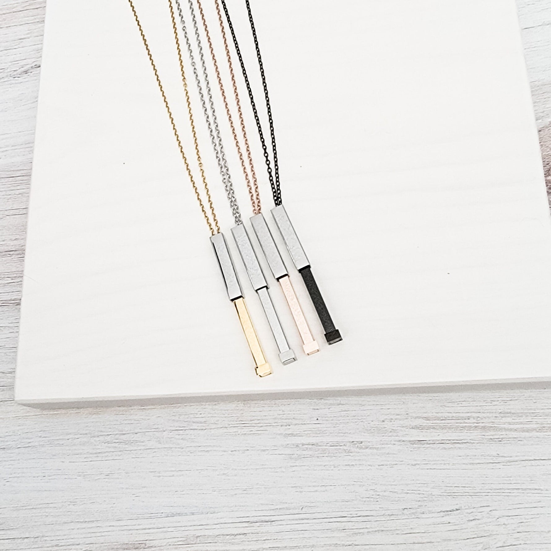 Hidden Message Bar Necklace (Gold/Silver, Silver/Silver, Rose Gold/Silver, or Black/Silver), 1 Total, Metal Blank 4 - 