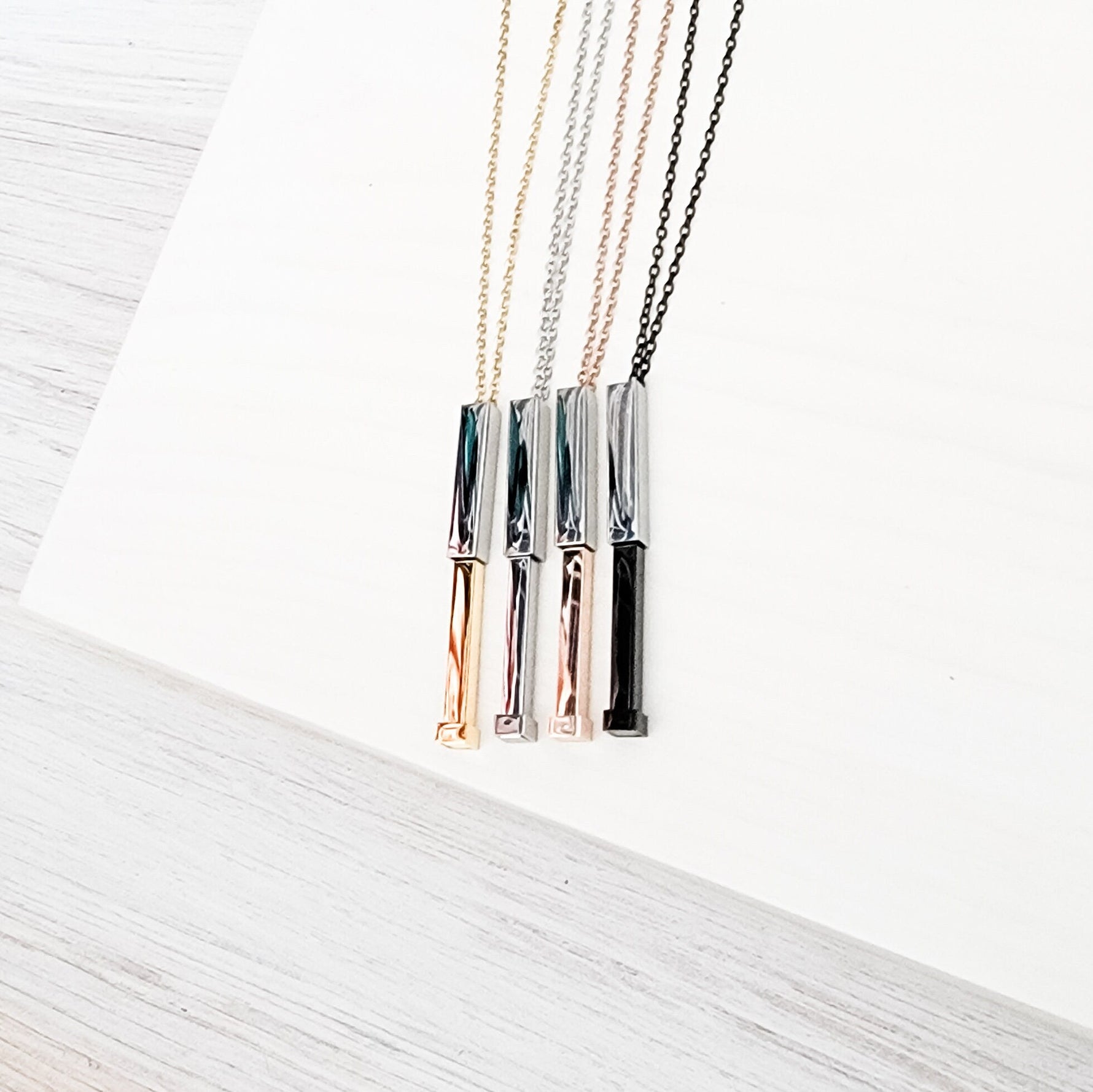 Hidden Message Bar Necklace (Gold/Silver, Silver/Silver, Rose Gold/Silver, or Black/Silver), 1 Total, Metal Blank 4 - 