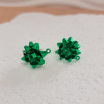 Holiday Green Gift Box Stainless Steel Bow Stud Connector, 1 Pair, Bow 29 - 