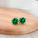 Holiday Green Gift Box Stainless Steel Bow Stud Connector, 1 Pair, Bow 29 - 