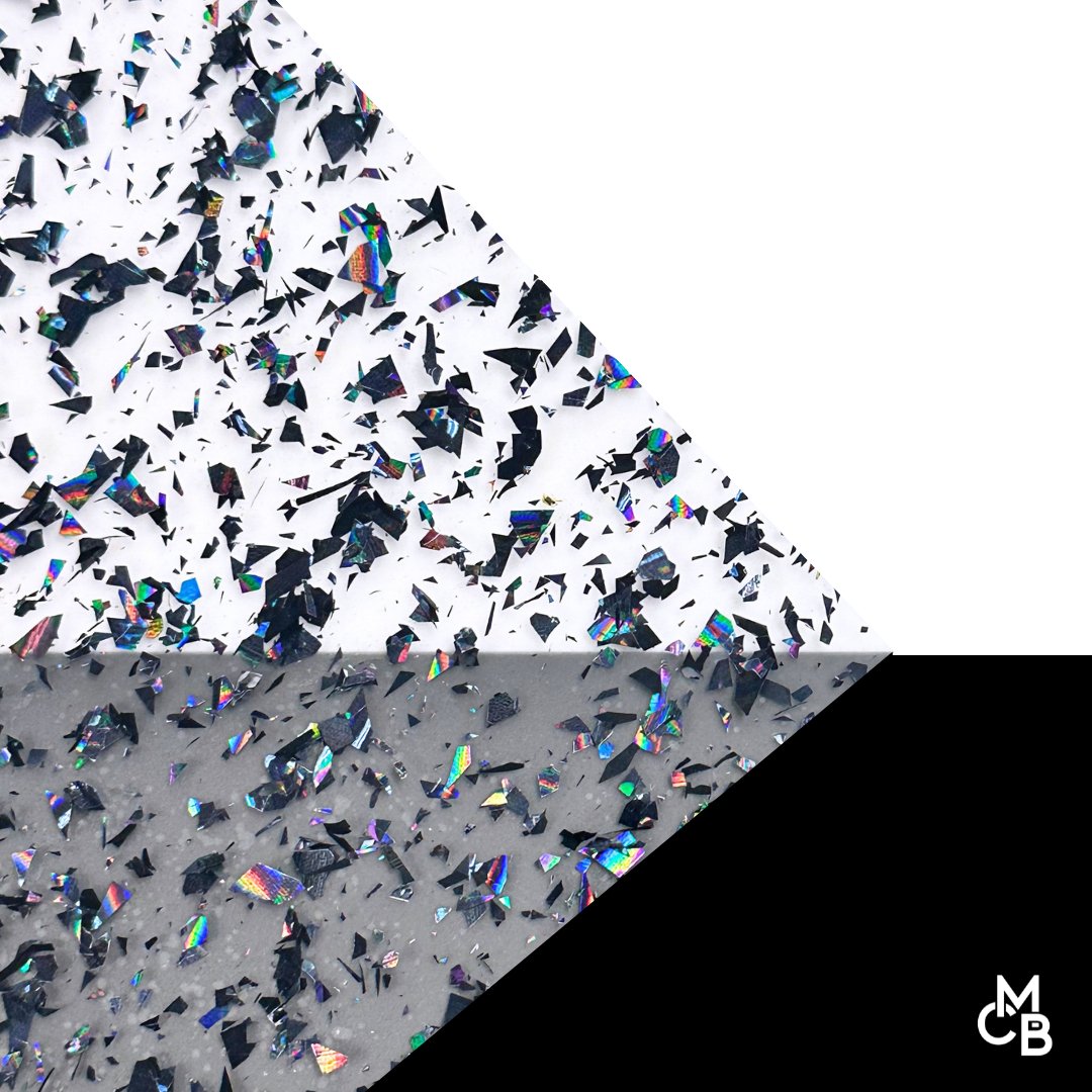 Holographic Black Flake Glitter Cast Acrylic | Glitter Acrylic Sheet | CMB Acrylic