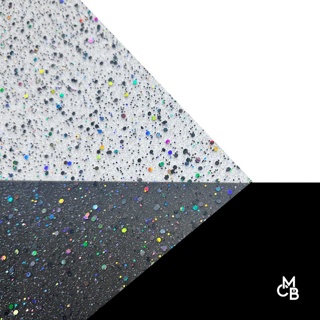 Holographic Black Hexy Glitter Dots Cast Acrylic | Glitter Acrylic Sheet | CMB Acrylic