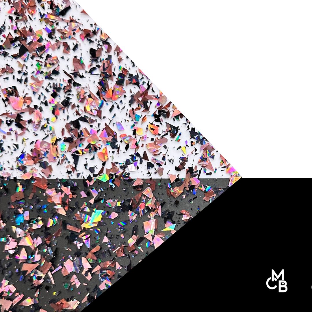 Holographic Pink & Black Flake Glitter Cast Acrylic | Glitter Acrylic Sheet | CMB Acrylic