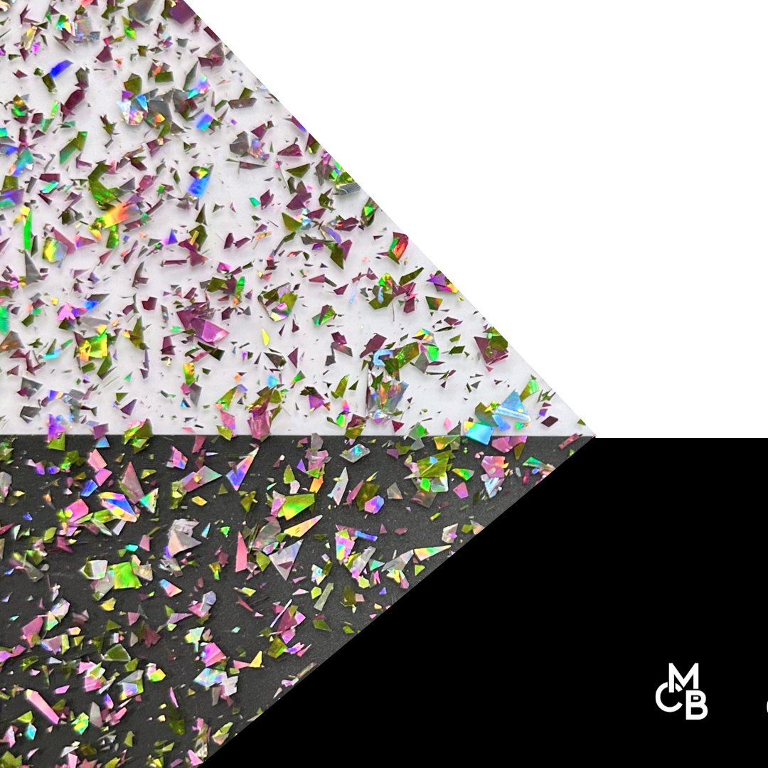 Holographic Pink, Green, & Silver Flake Glitter Cast Acrylic | Glitter Acrylic Sheet | CMB Acrylic