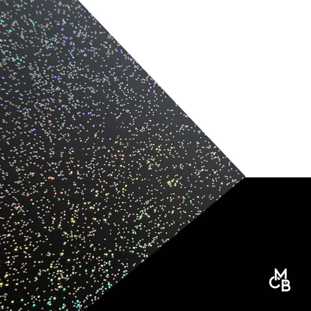 Holographic Pixels Confetti Black Core Glitter Cast Acrylic | Glitter Acrylic Sheet | CMB Acrylic