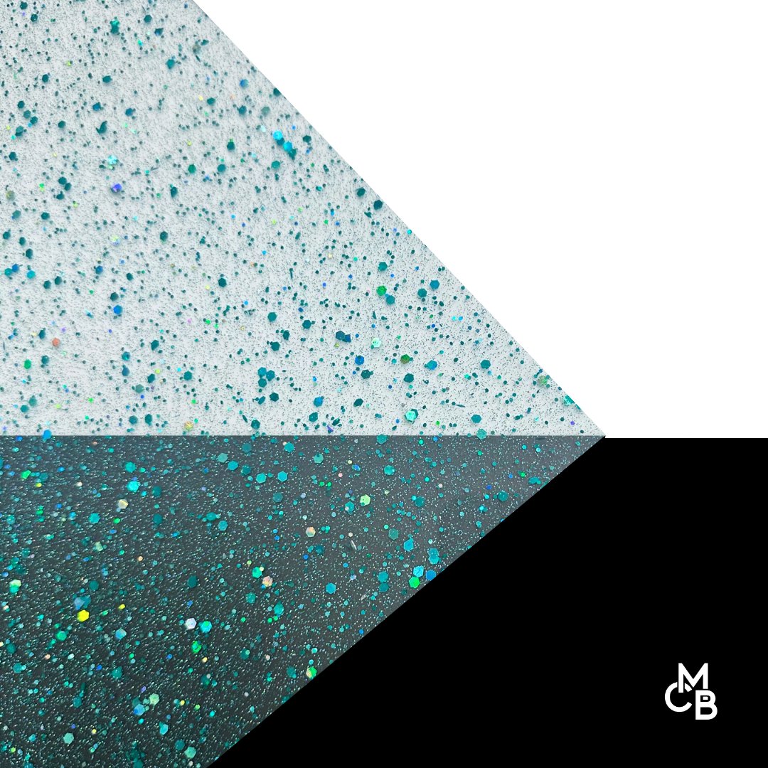 Holographic Teal Hexy Glitter Dots Cast Acrylic | Glitter Acrylic Sheet | CMB Acrylic