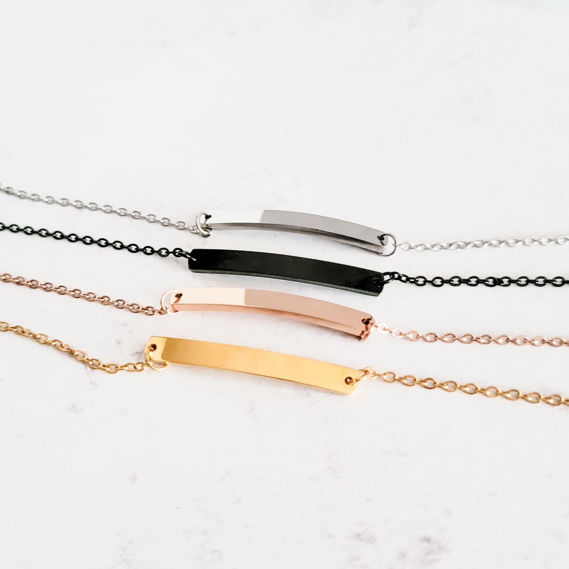 Horizontal Bar Cable Chain Bracelet (Silver, Gold, Rose Gold, or Black), 1 Total, Metal Blank 31 - 
