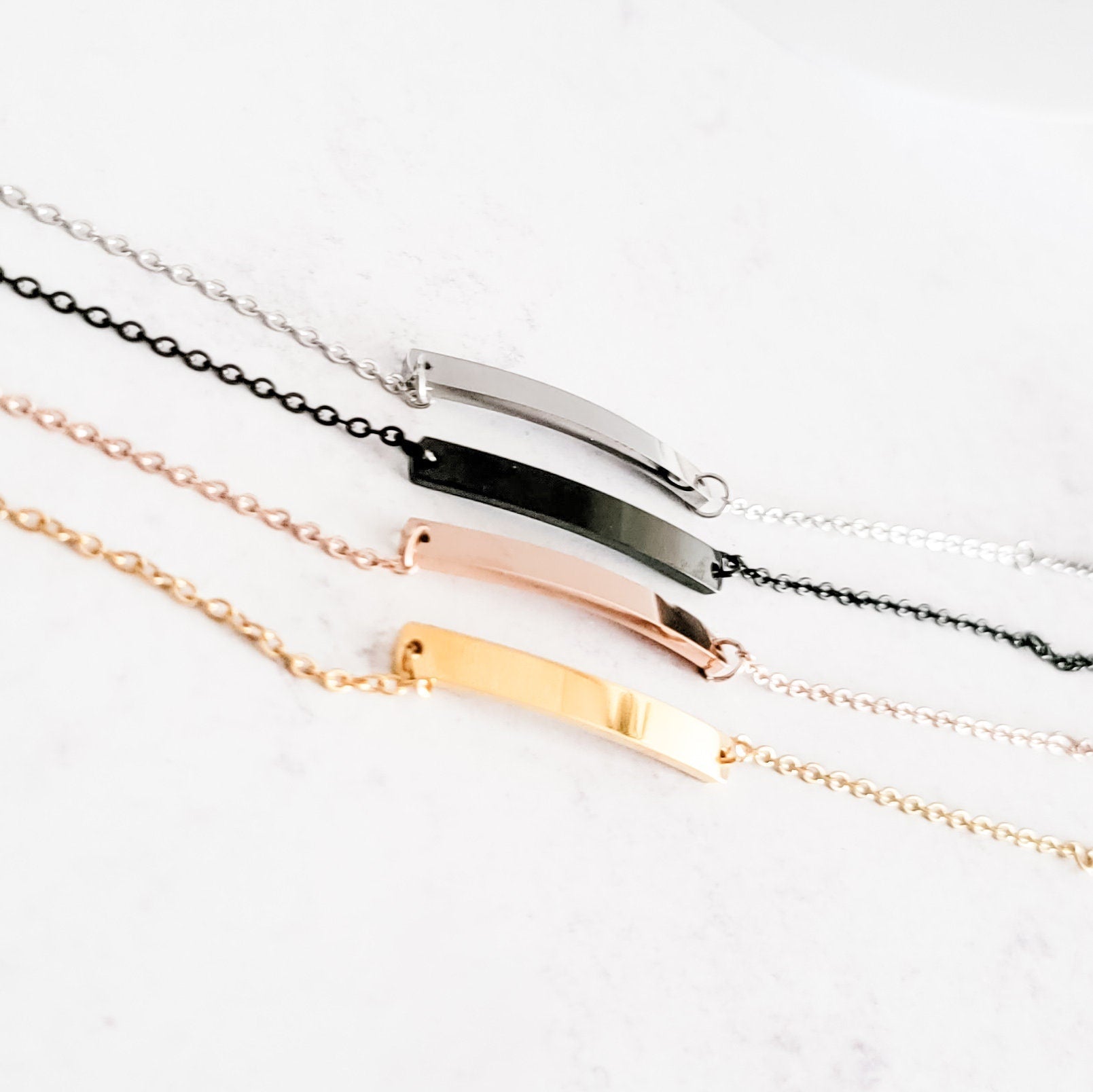 Horizontal Bar Cable Chain Bracelet (Silver, Gold, Rose Gold, or Black), 1 Total, Metal Blank 31 - 