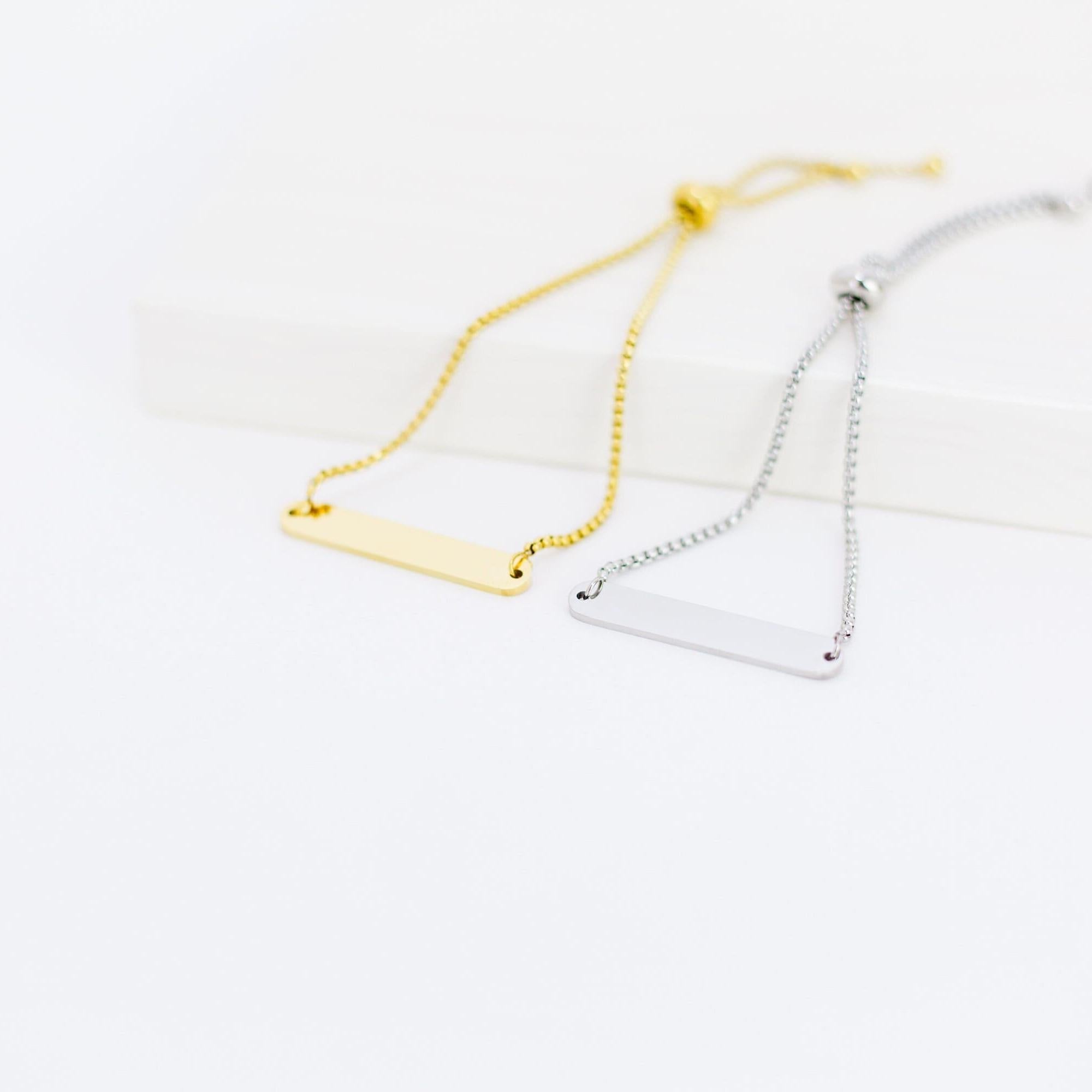Horizontal Oval Bar Bolo Bracelet (Silver or Gold), 1 Total, Metal Blank 51 - 