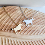 Horse Pendant Necklace (Silver or Gold), 1 Total, Metal Blank 109 - 