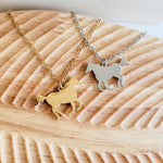 Horse Pendant Necklace (Silver or Gold), 1 Total, Metal Blank 109 - 