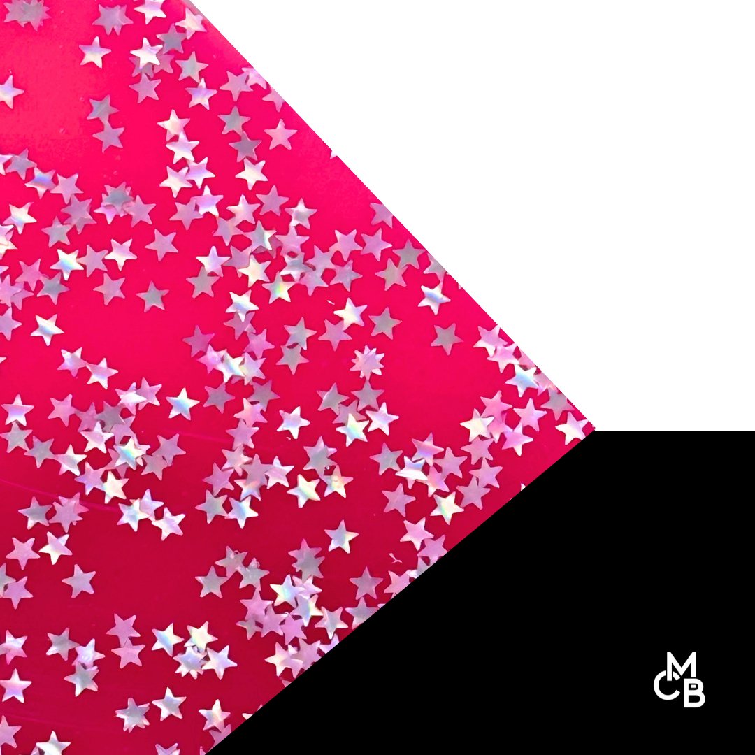 Hot Pink w/ Holographic Stars Shaped Glitter Cast Acrylic | Glitter Acrylic Sheet | CMB Acrylic