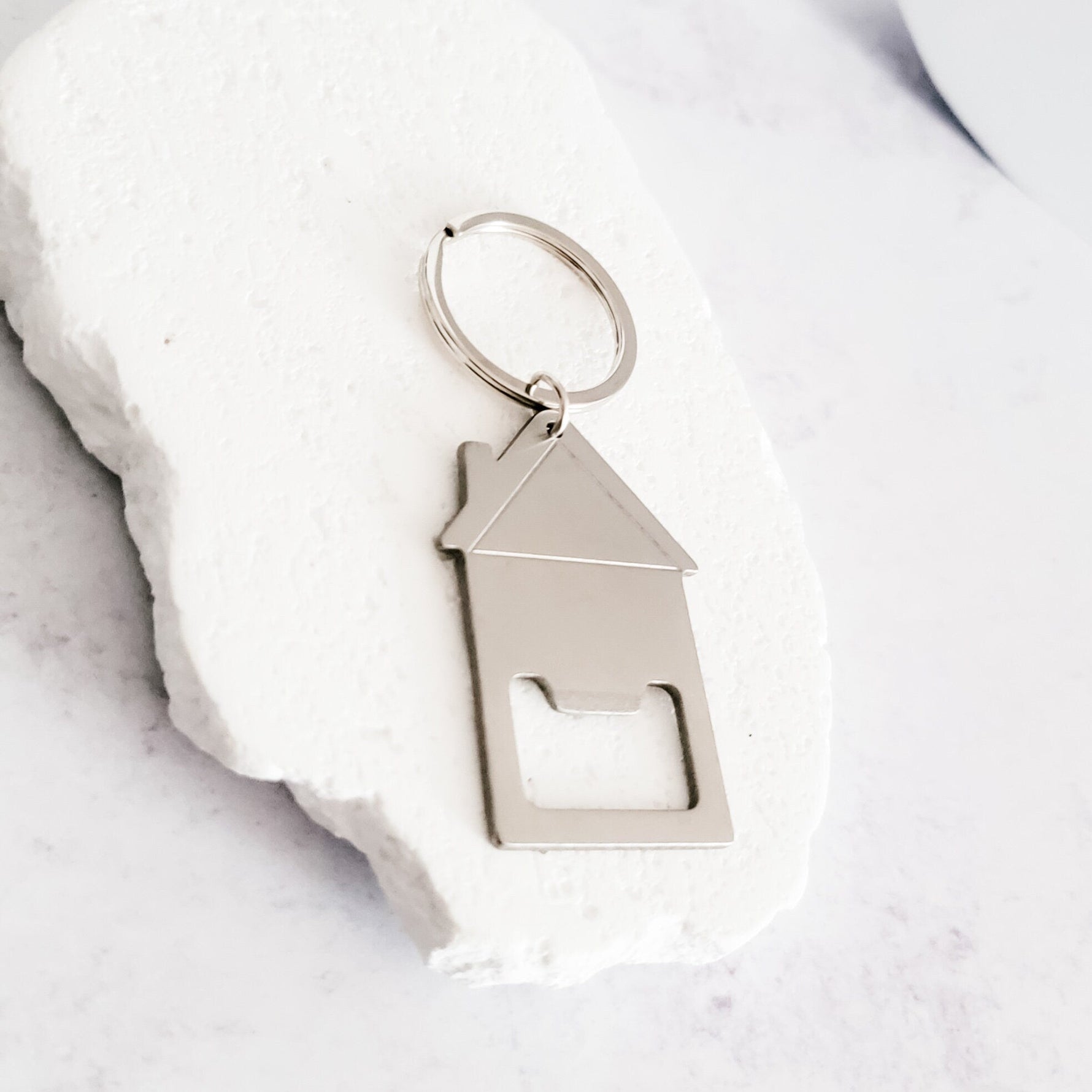 House Bottle Opener Keychain (Silver), 1 Piece Total, Metal Blank 34 - 