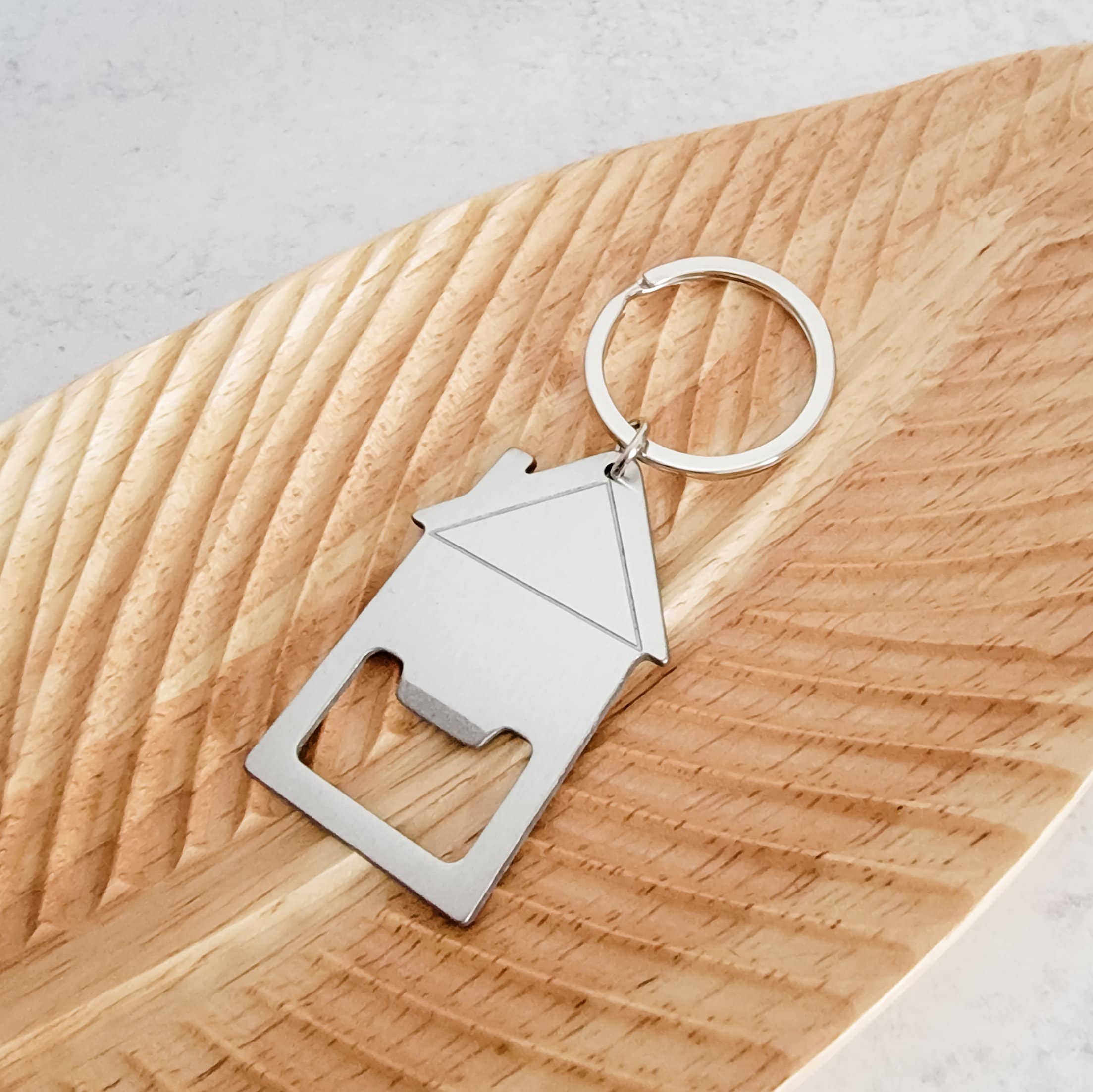 House Bottle Opener Keychain (Silver), 1 Piece Total, Metal Blank 34 - 