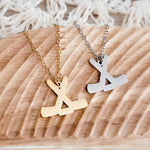 Ice Hockey Pendant Necklace (Silver or Gold), 1 Total, Metal Blank 86 - 