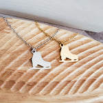 Ice Skate Necklace (Silver or Gold), 1 Total, Metal Blank 115 - 