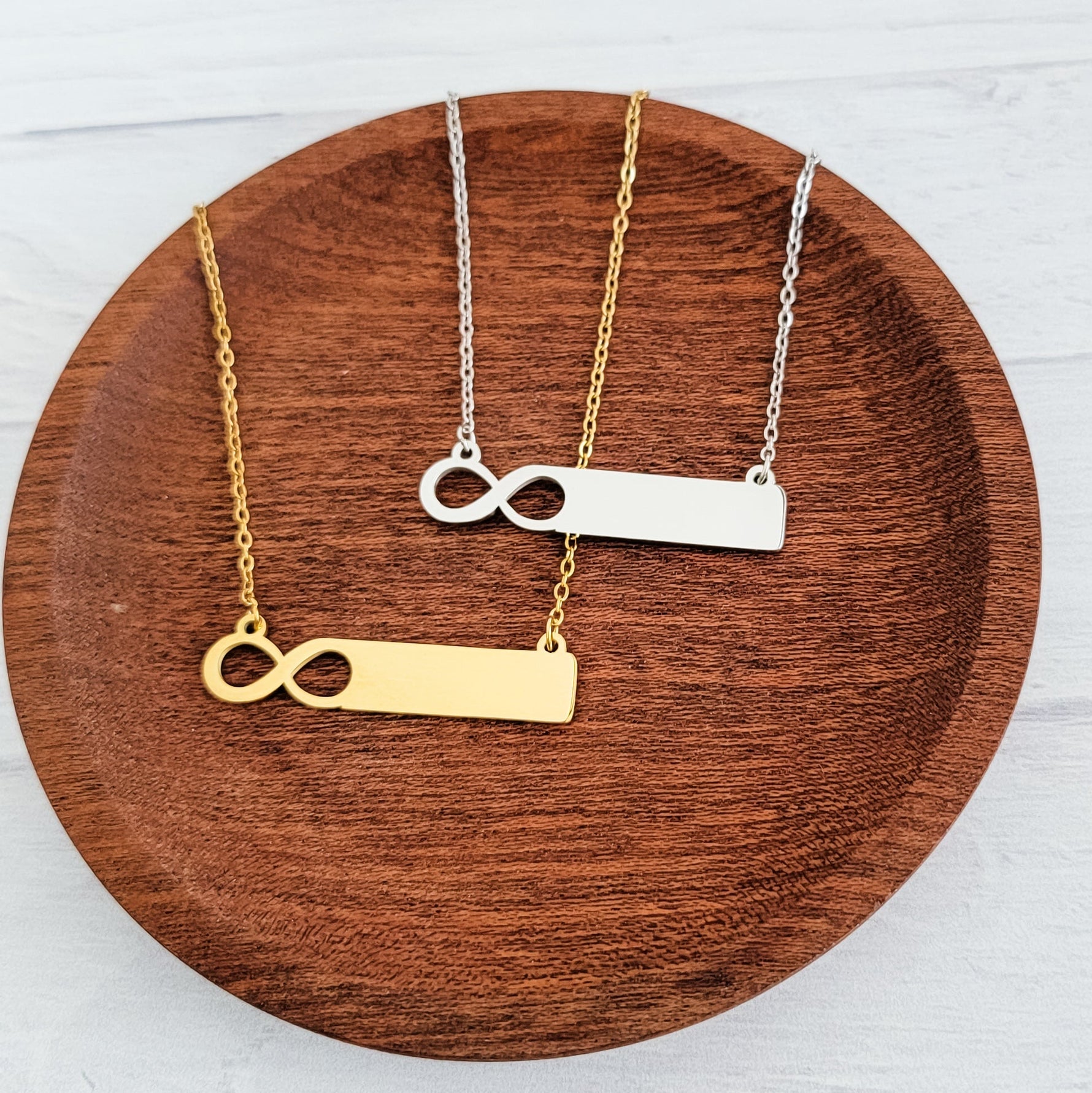 Infinity Bar Necklace (Silver or Gold), 1 Total, Metal Blank 170 - 