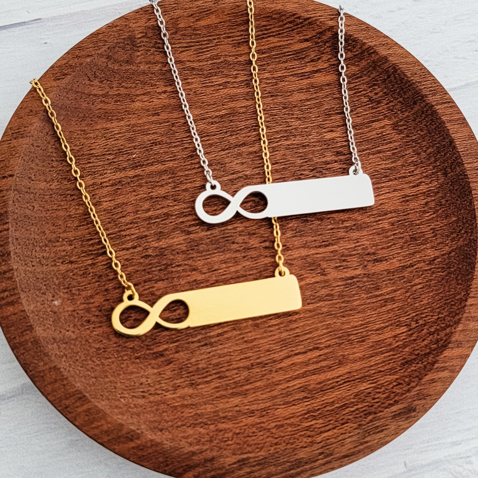 Infinity Bar Necklace (Silver or Gold), 1 Total, Metal Blank 170 - 