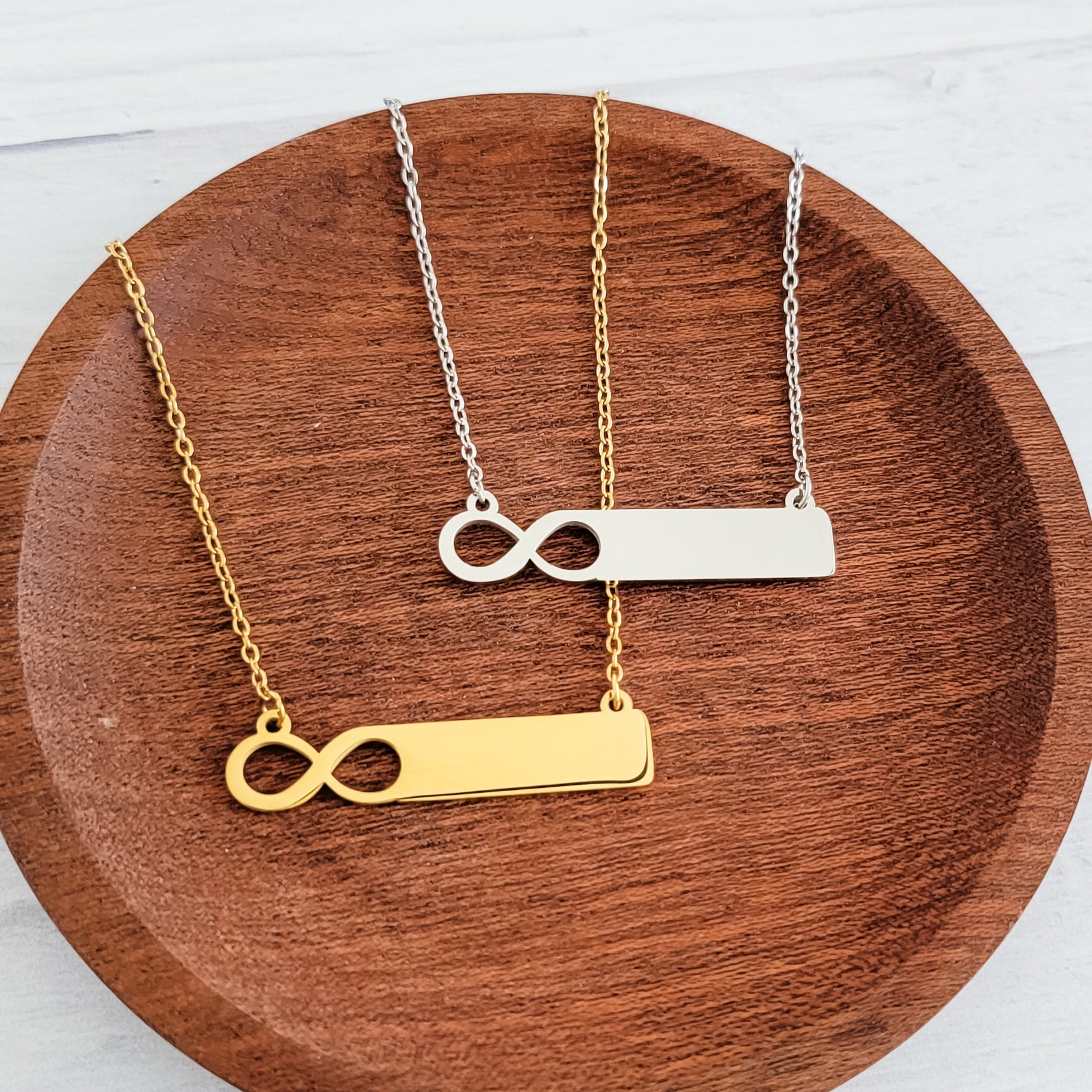 Infinity Bar Necklace (Silver or Gold), 1 Total, Metal Blank 170 - 