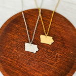 Iowa Pendant Necklace (Silver or Gold), 1 Total, Metal Blank 209 - 