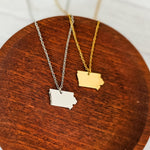 Iowa Pendant Necklace (Silver or Gold), 1 Total, Metal Blank 209 - 