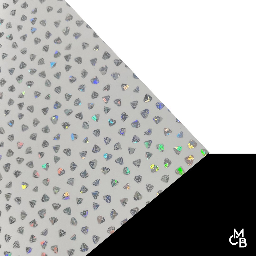 Iridescent Diamonds on White Acrylic | Iridescent Acrylic Sheet | CMB Acrylic