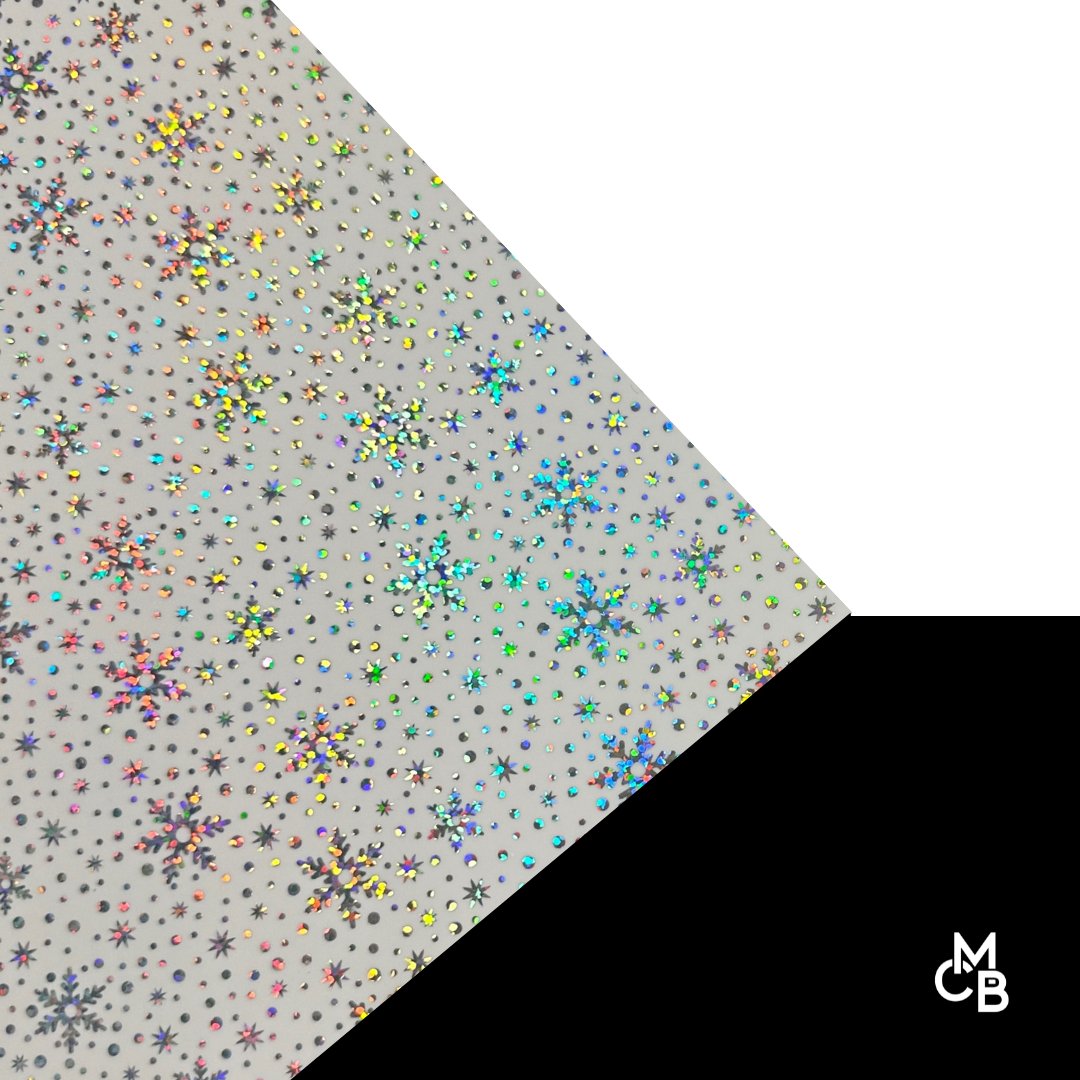 Iridescent Snowflake on White Acrylic | Iridescent Acrylic Sheet | CMB Acrylic