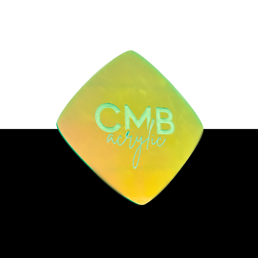 Iridescent Sunset Series Engraves Green Two Tone Acrylic | Iridescent Acrylic Sheet | CMB Acrylic