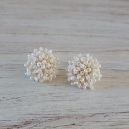 Ivory 15mm Small Seed Bead Topper, 1 Pair, Seed Bead 15 - 