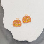 Jack - O - Lantern Orange, Yellow, & Gold Enamel and Alloy Charm, 10 Pieces, Charm 19 - 