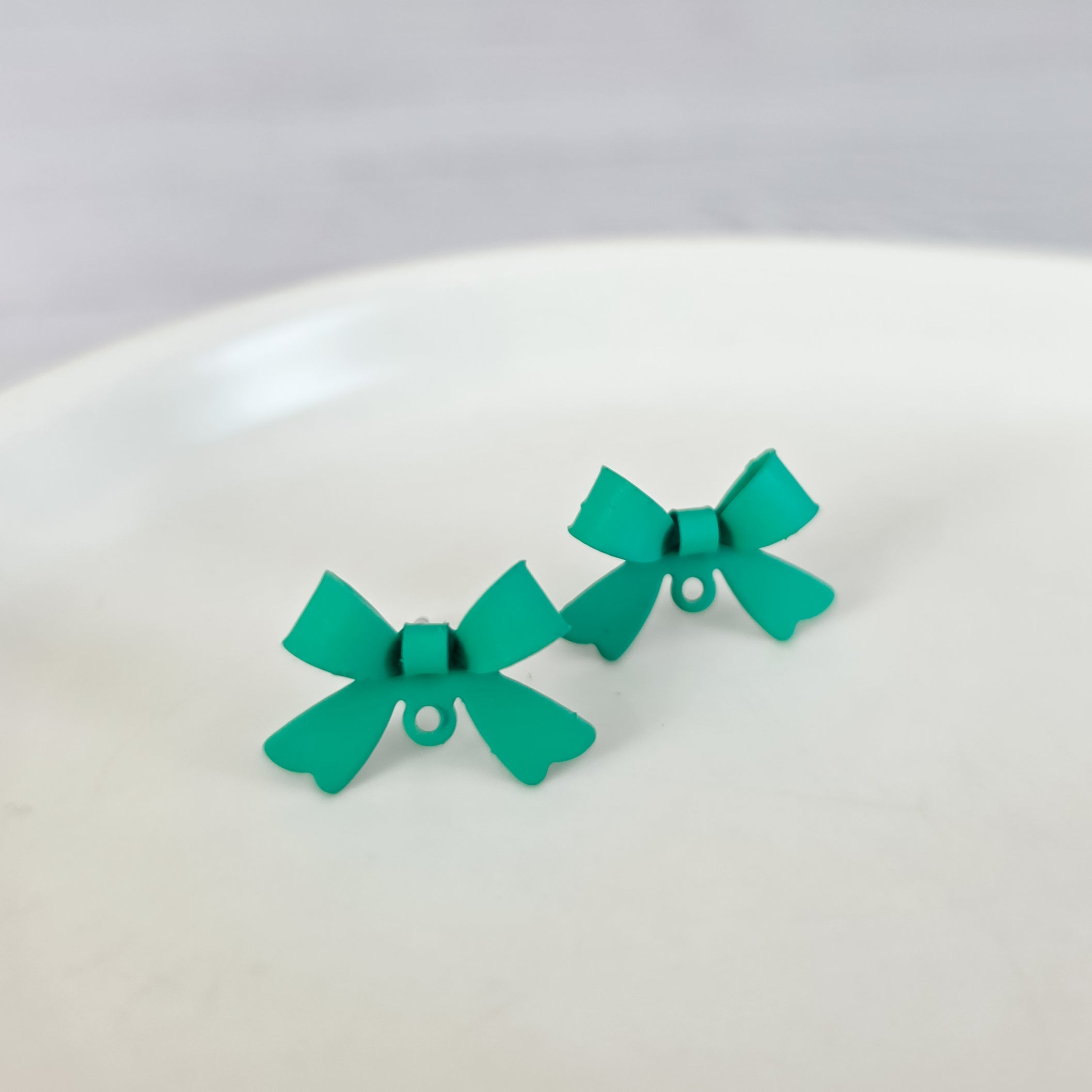 Jade Green Stainless Steel Bow Stud Connector, 10 Pieces, Bow 66 - 