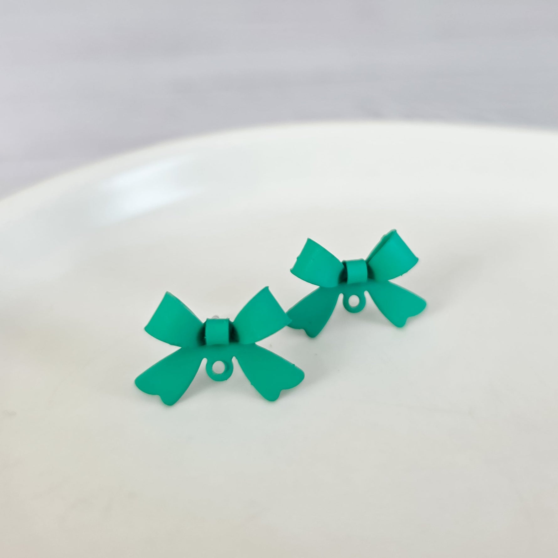 Jade Green Stainless Steel Bow Stud Connector, 10 Pieces, Bow 66 - 