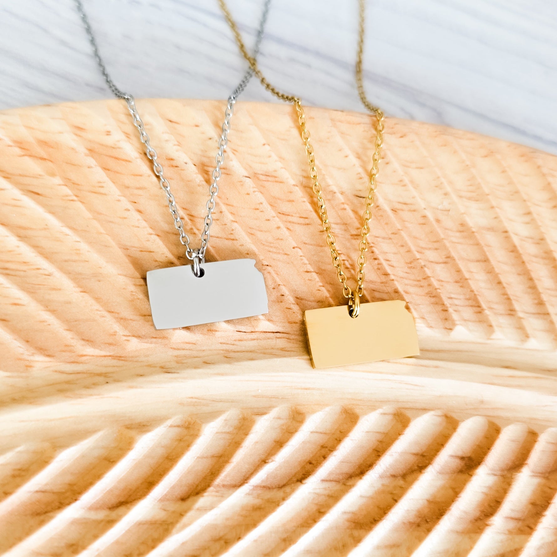 Kansas Pendant Necklace (Silver or Gold), 1 Total, Metal Blank 211 - 