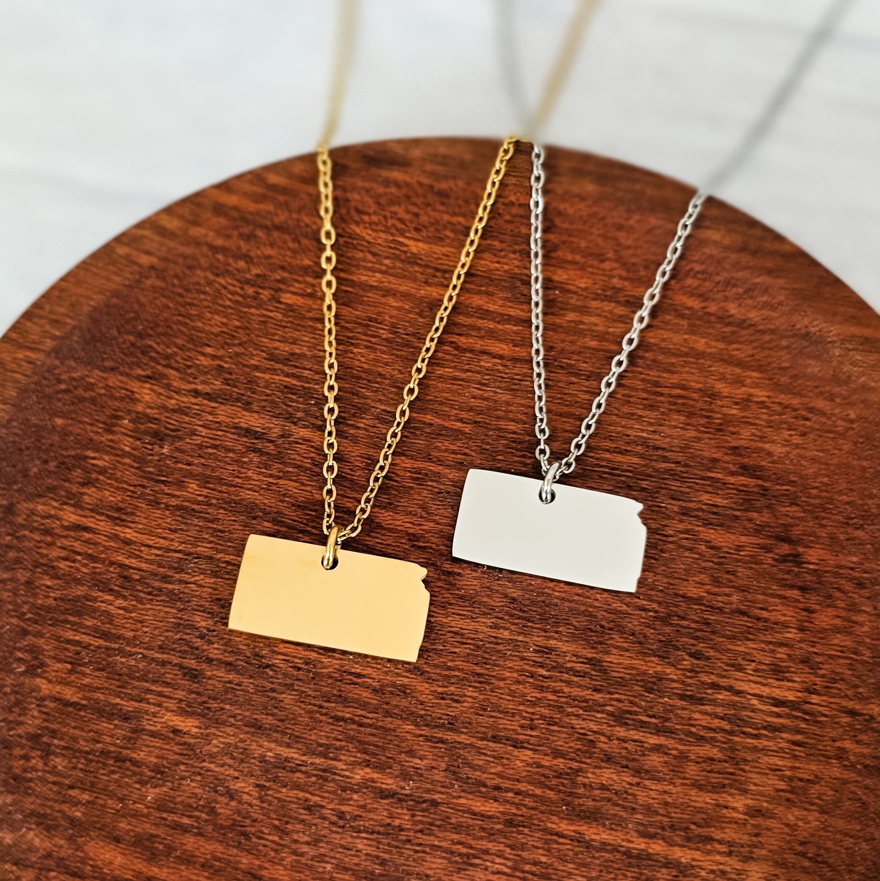 Kansas Pendant Necklace (Silver or Gold), 1 Total, Metal Blank 211 - 
