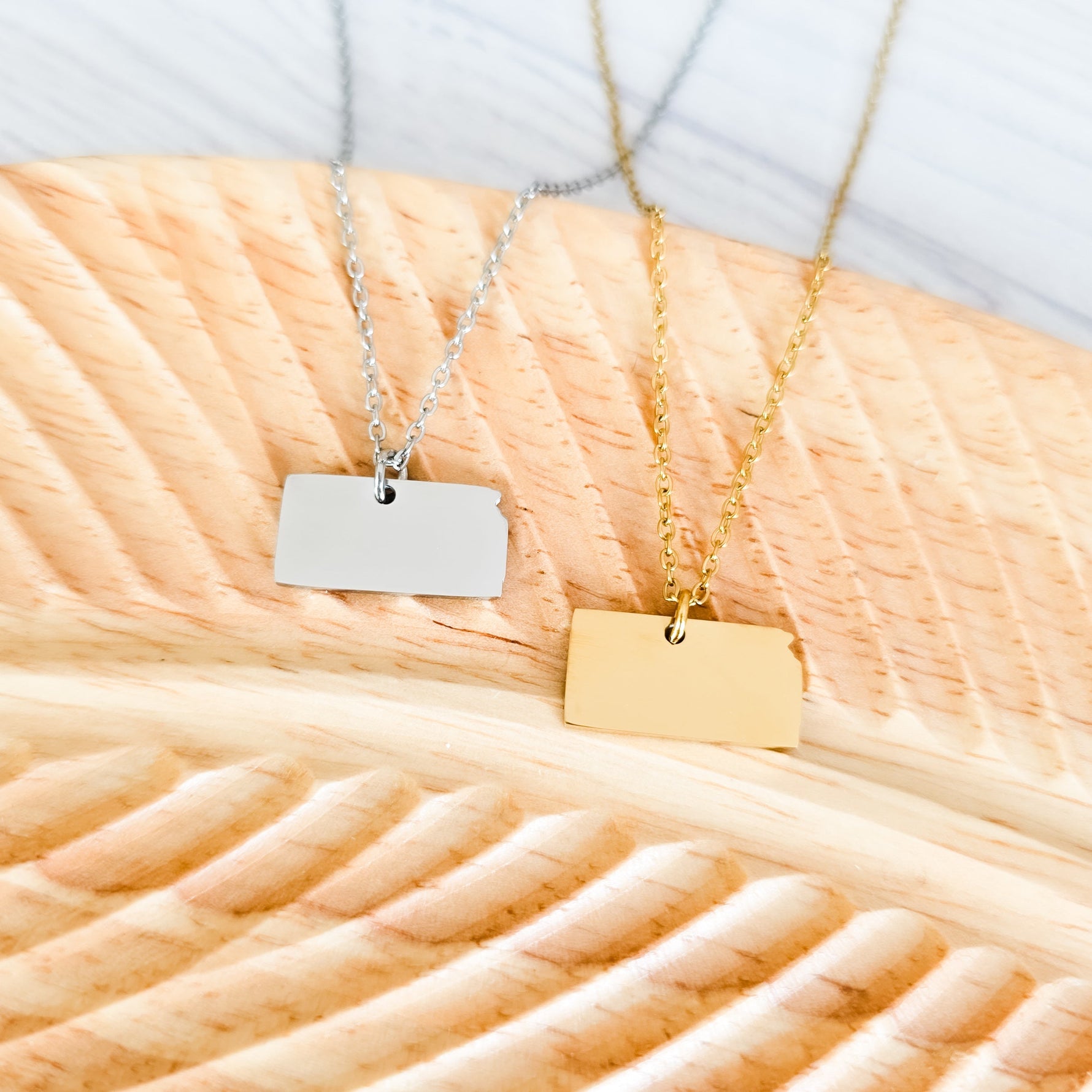 Kansas Pendant Necklace (Silver or Gold), 1 Total, Metal Blank 211 - 
