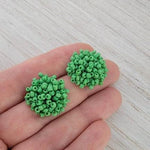 Kelly Green 15mm Small Seed Bead Topper, 1 Pair, Seed Bead 23 - 