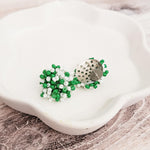 Kelly Green and White Mix 15mm Small Seed Bead Topper, 1 Pair, Seed Bead 80 - 