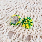 Kelly Green and Yellow Mix 15mm Small Seed Bead Topper, 1 Pair, Seed Bead 58 - 