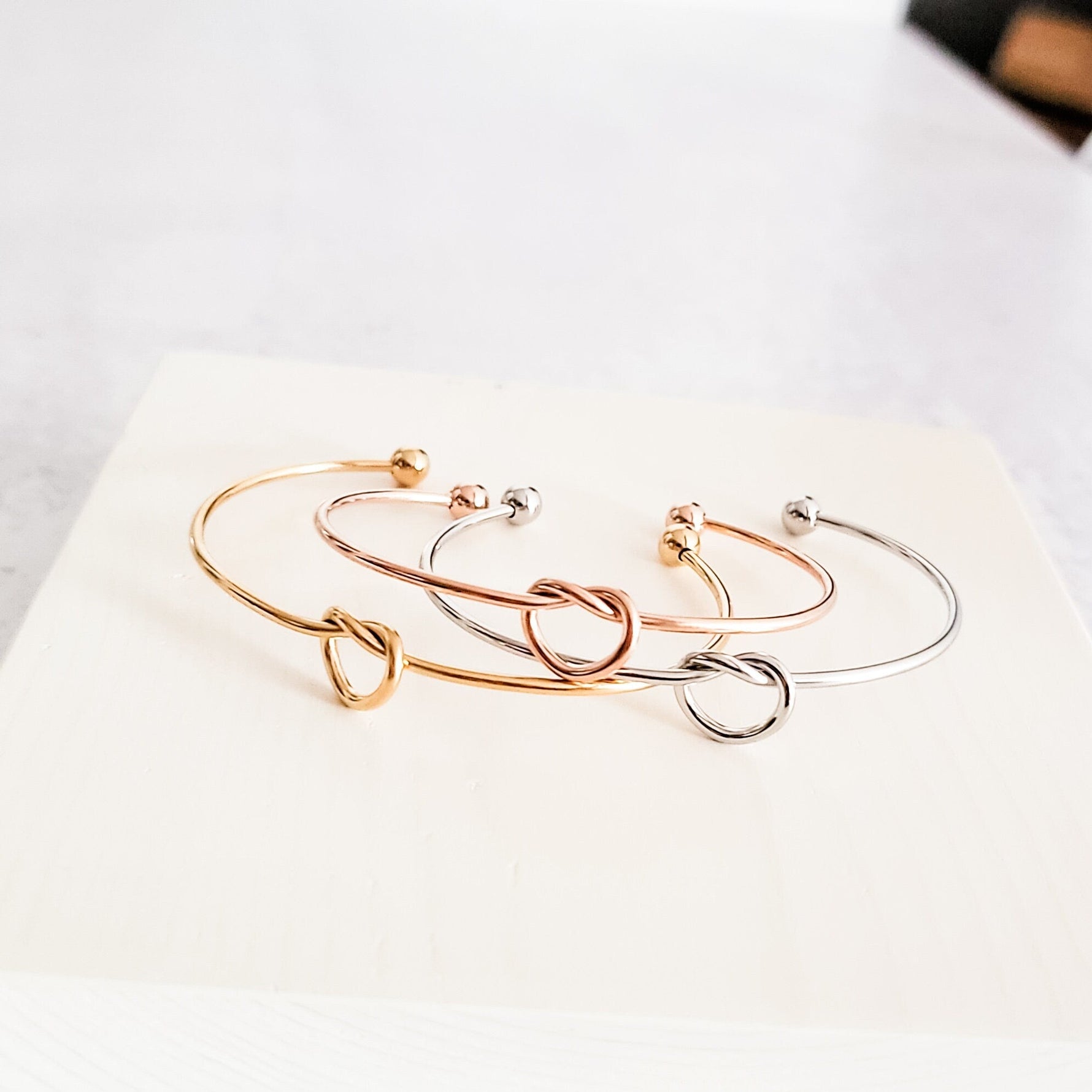 Knot Bangle Bracelet (Silver, Gold, or Rose Gold), 1 Total, Metal Blank 35 - 