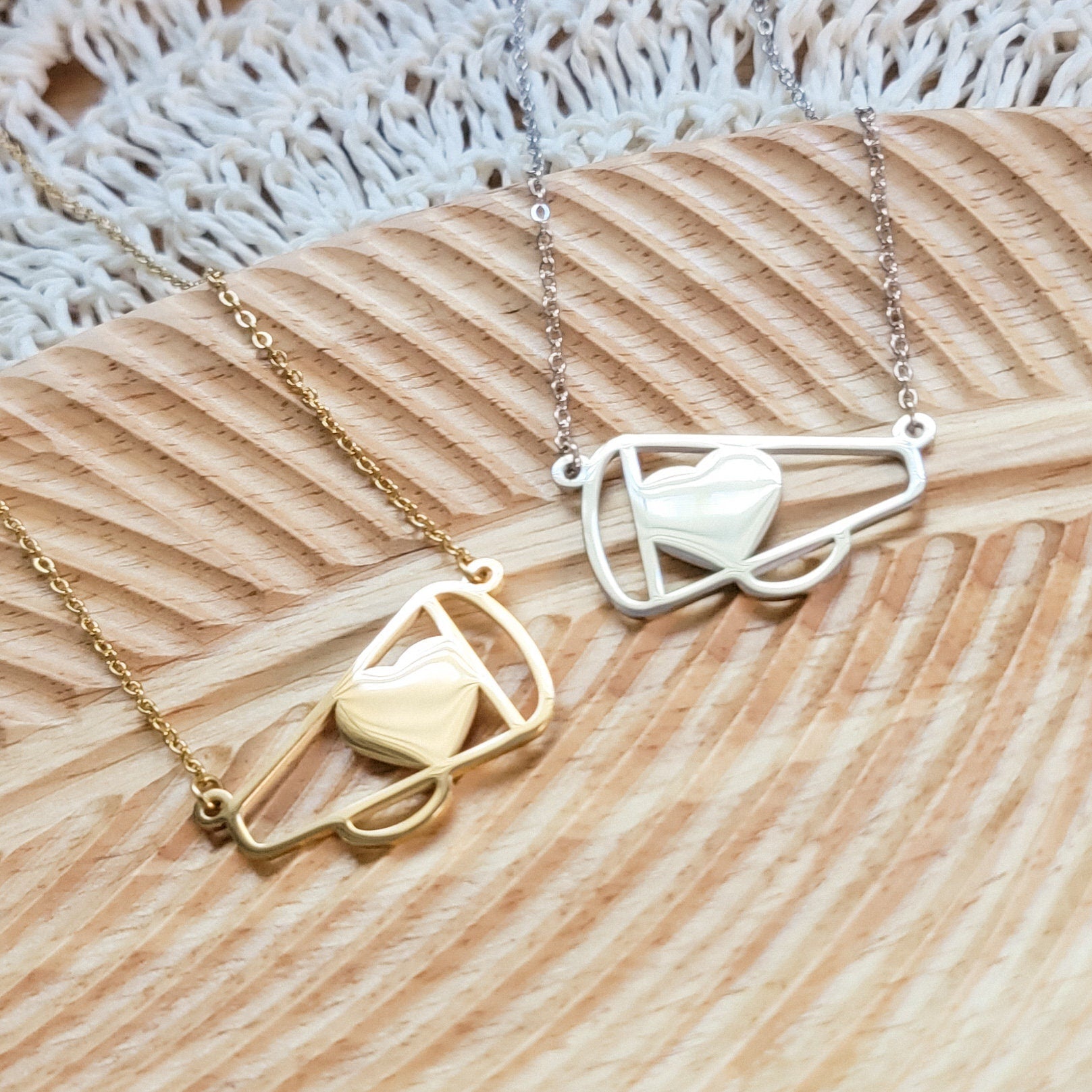 Large Cheer Megaphone Necklace (Silver or Gold), 1 Total, Metal Blank 63 - 