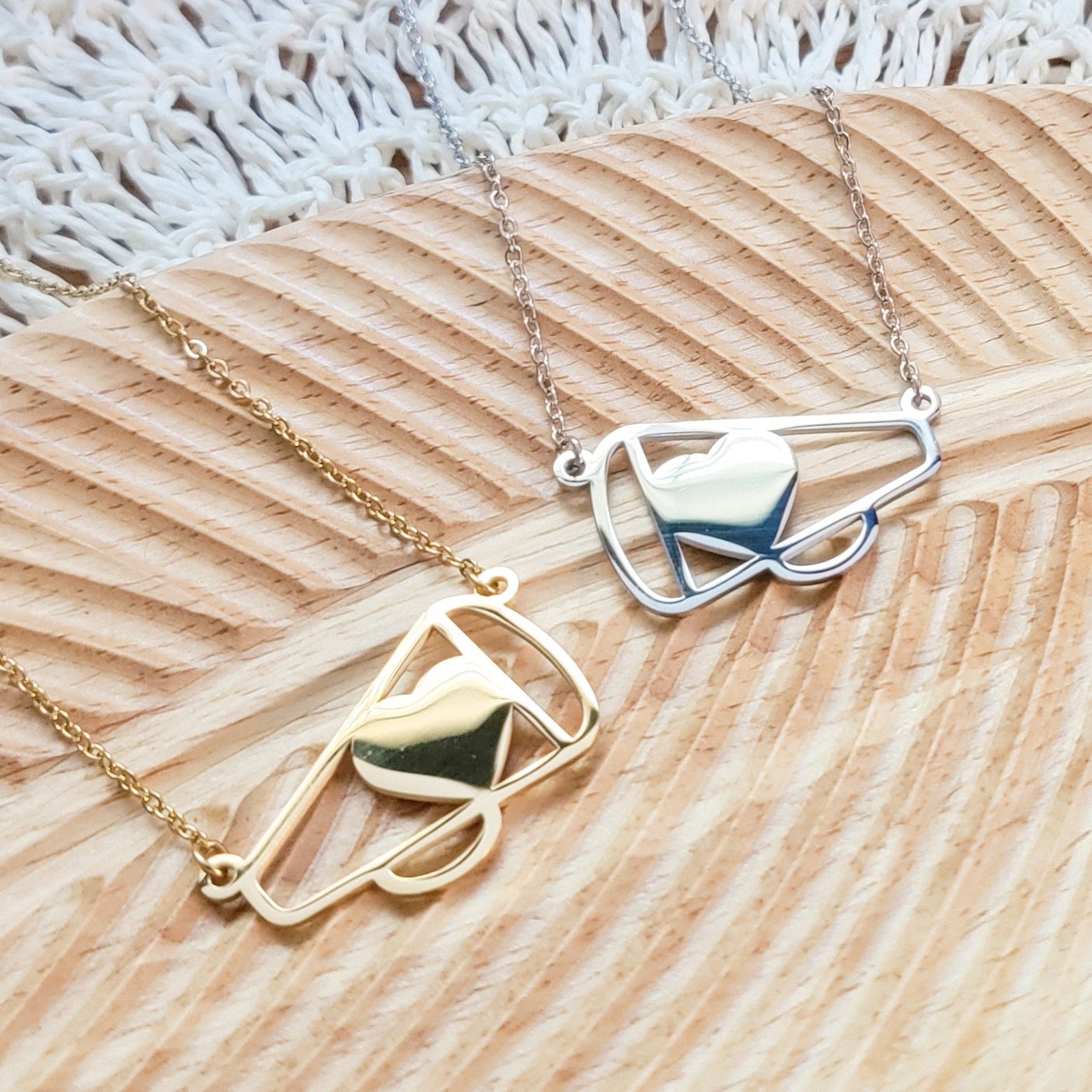 Large Cheer Megaphone Necklace (Silver or Gold), 1 Total, Metal Blank 63 - 