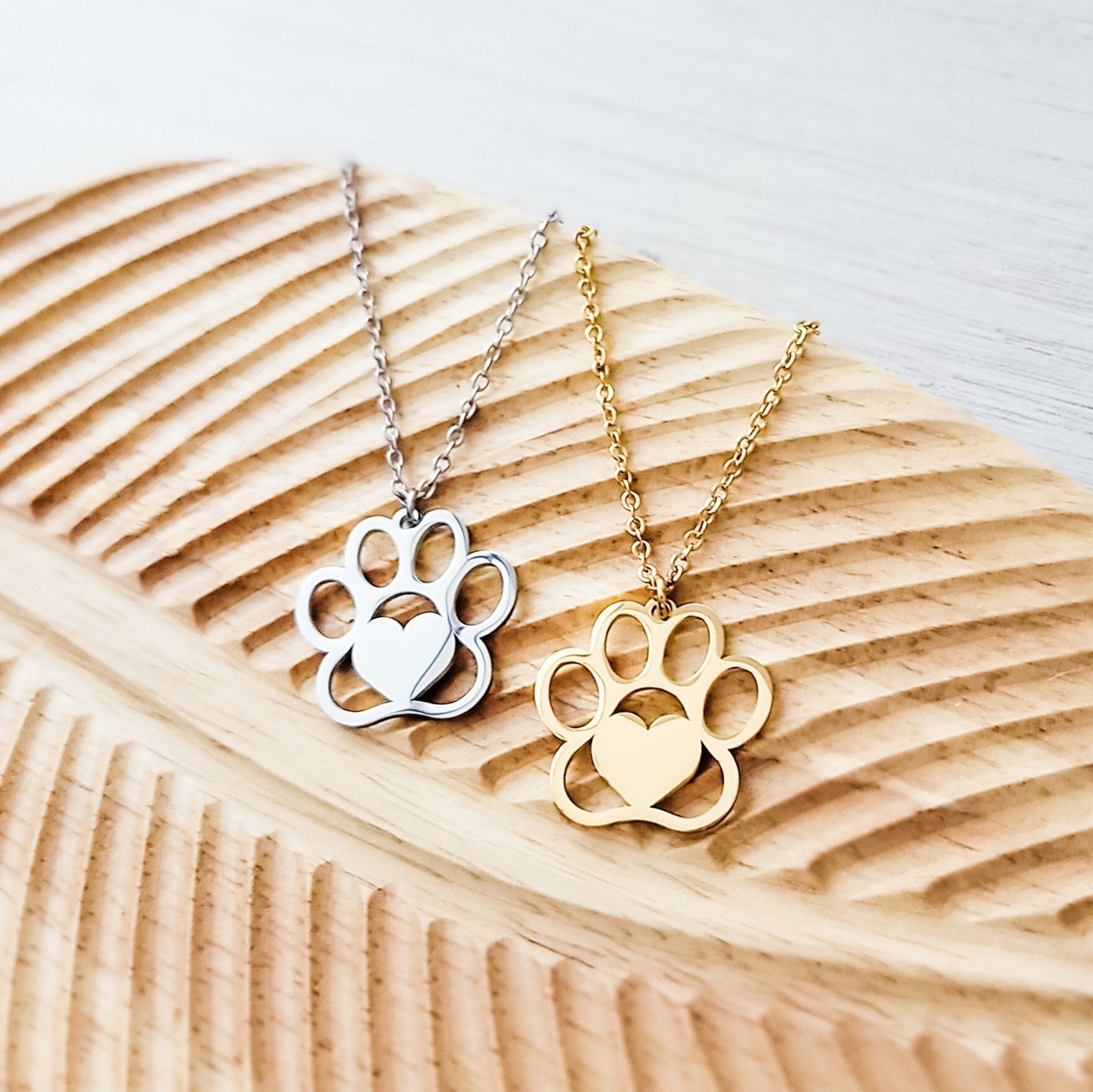 Large Paw Print Necklace (Silver or Gold), 1 Total, Metal Blank 69 - 
